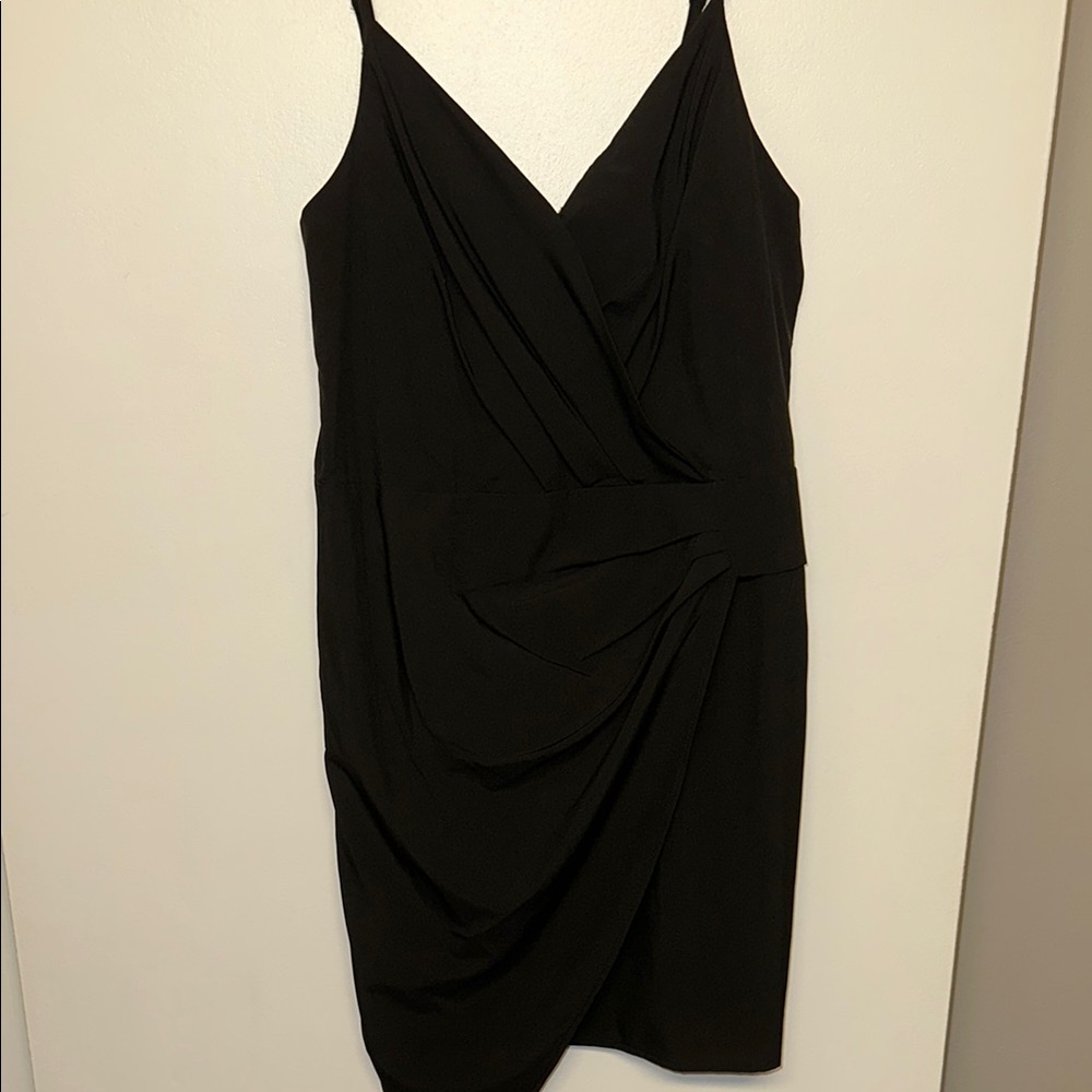 Elegant Black Draped Women's Dress